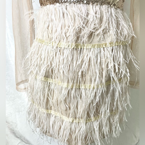 Feather and Gold Sequin Dress! Stunning - Picture 9 of 10